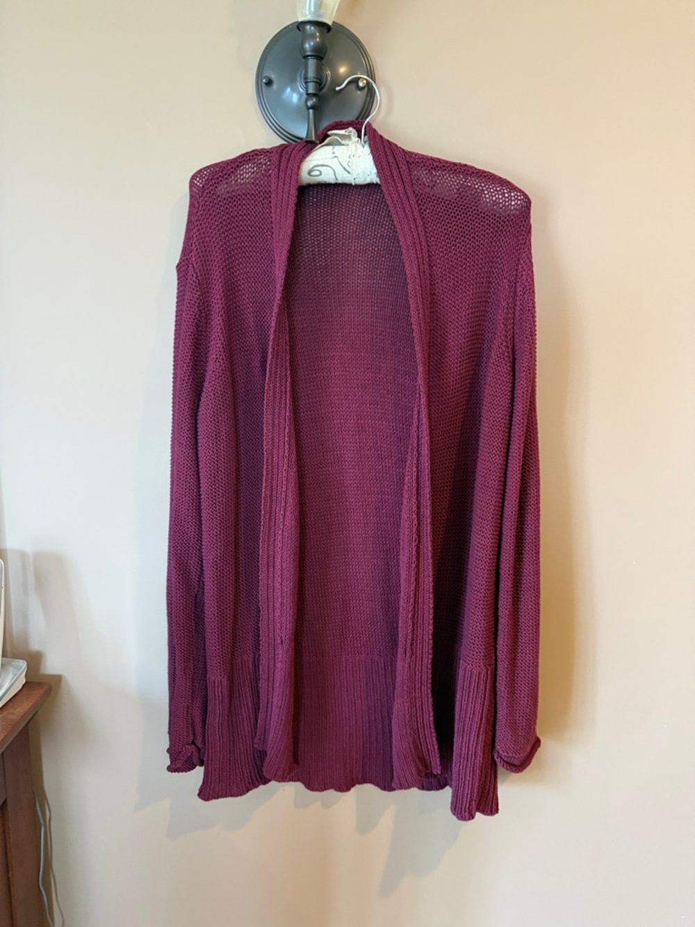 Wooden Ships Open-Front Cardigan in Deep Berry